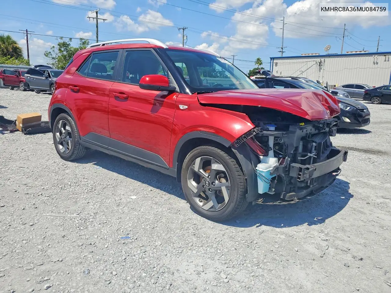 2021 Hyundai Venue Sel VIN: KMHRC8A36MU084759 Lot: 59353136