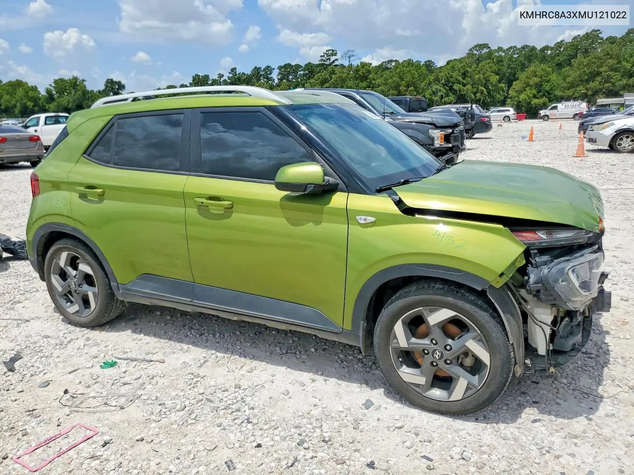 2021 Hyundai Venue Sel VIN: KMHRC8A3XMU121022 Lot: 59823406