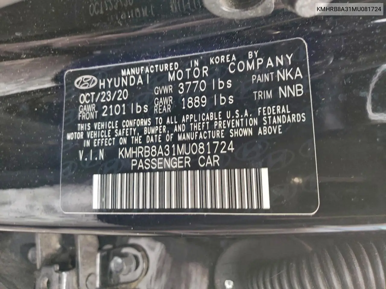 KMHRB8A31MU081724 2021 Hyundai Venue Se