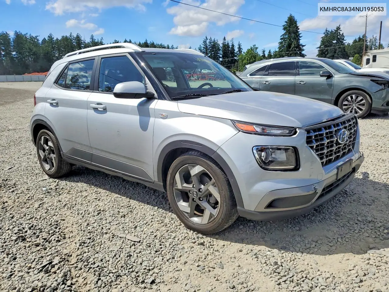 2022 Hyundai Venue Sel VIN: KMHRC8A34NU195053 Lot: 60176446