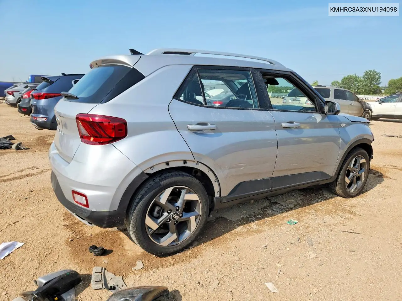 2022 Hyundai Venue Sel VIN: KMHRC8A3XNU194098 Lot: 60500096