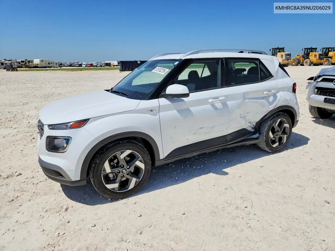 2022 Hyundai Venue Sel VIN: KMHRC8A39NU206029 Lot: 61610216