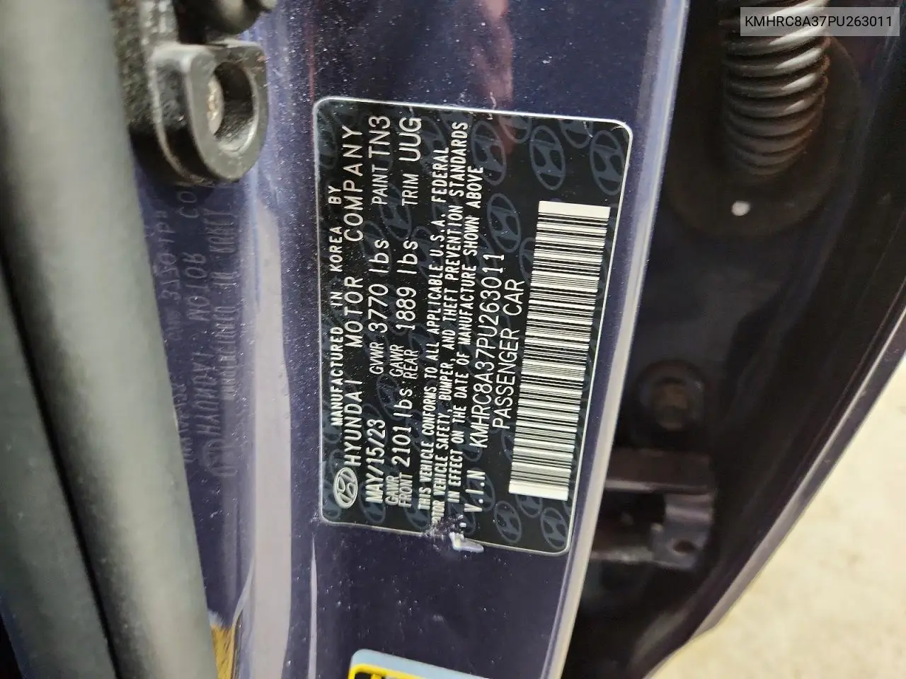 2023 Hyundai Venue Limited VIN: KMHRC8A37PU263011 Lot: 59745576