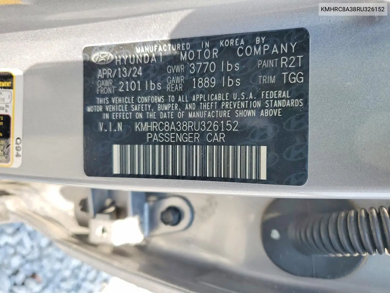 2024 Hyundai Venue Sel VIN: KMHRC8A38RU326152 Lot: 57705976