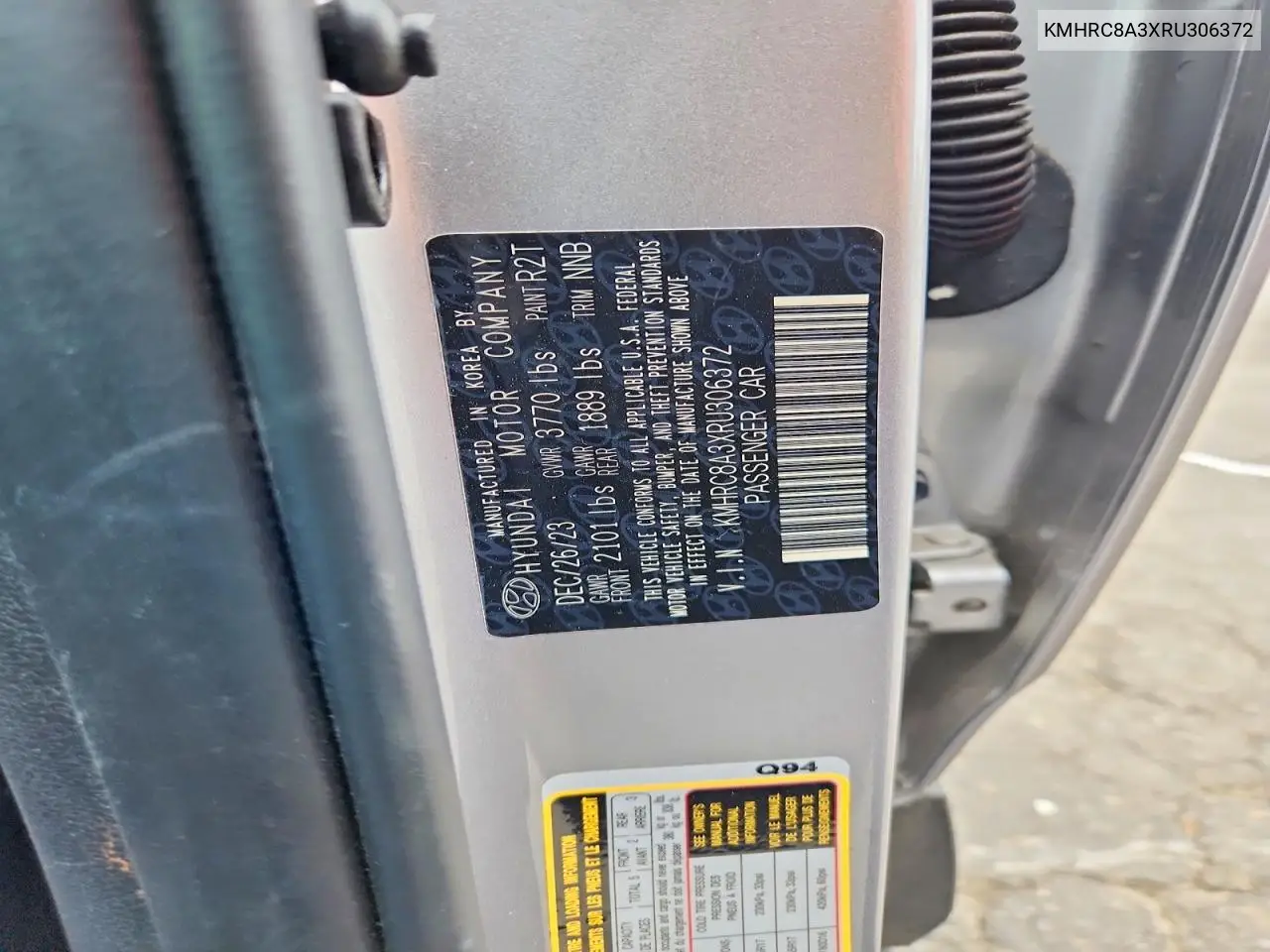 2024 Hyundai Venue Sel VIN: KMHRC8A3XRU306372 Lot: 58451956