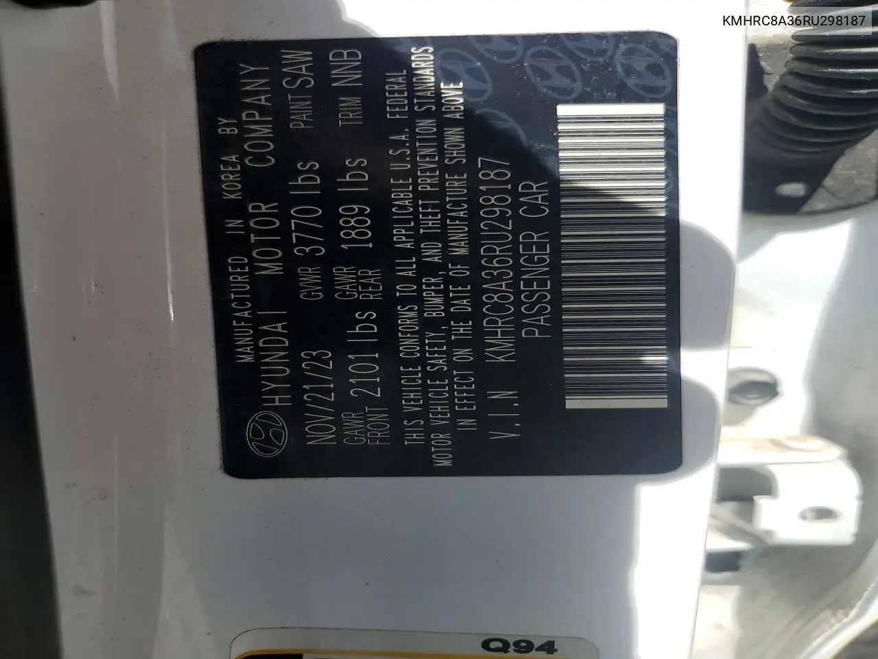 2024 Hyundai Venue Sel VIN: KMHRC8A36RU298187 Lot: 58787826