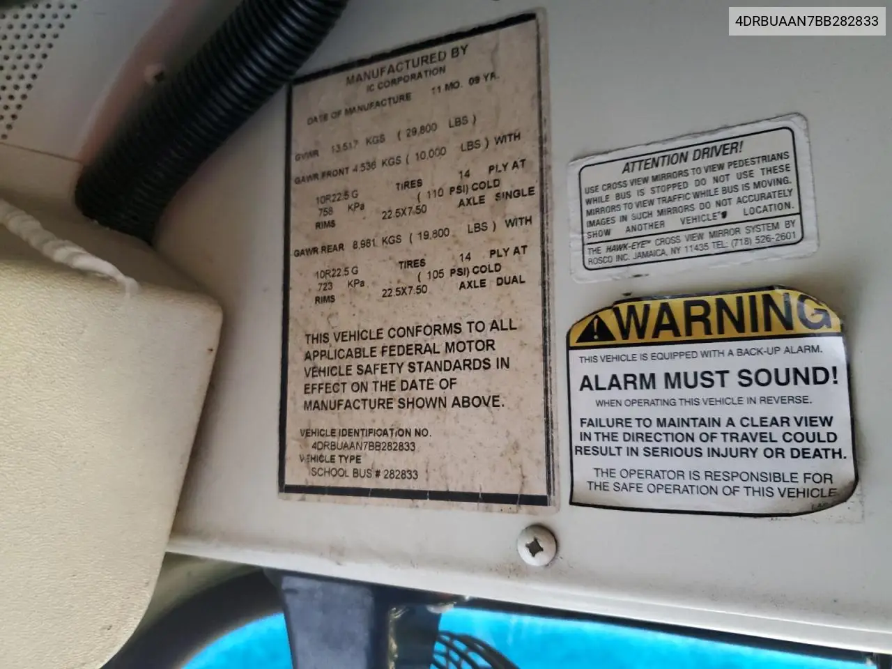 2011 Ic Bus Pb105 School Bus VIN: 4DRBUAAN7BB282833 Lot: 92332995