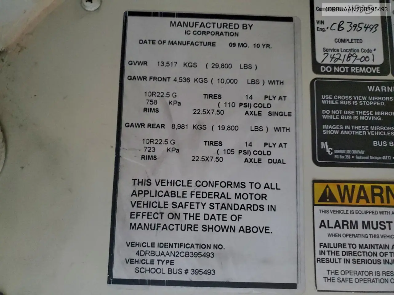 2012 Ic Bus Pb105 School Bus VIN: 4DRBUAAN2CB395493 Lot: 93770405