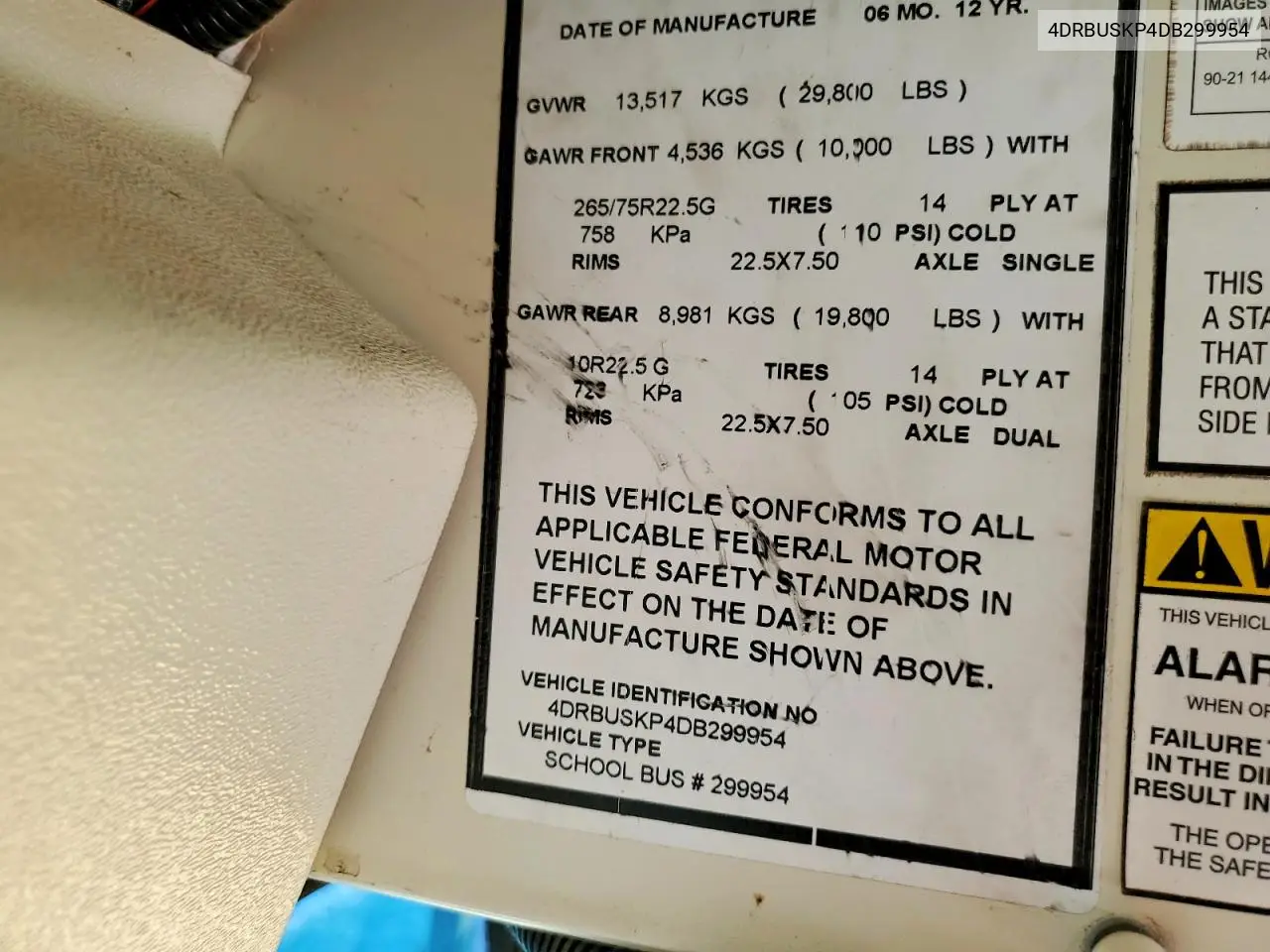 2013 Ic Corporation Ce Series School - School Bus VIN: 4DRBUSKP4DB299954 Lot: 47048606