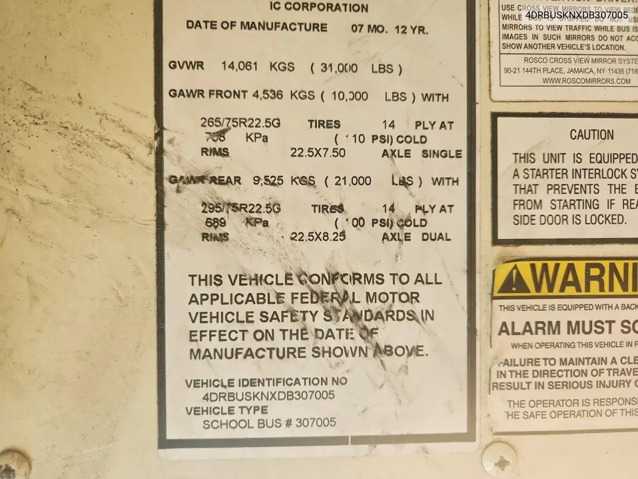 2013 Ic Corporation Ce Series School - School Bus VIN: 4DRBUSKNXDB307005 Lot: 79734885
