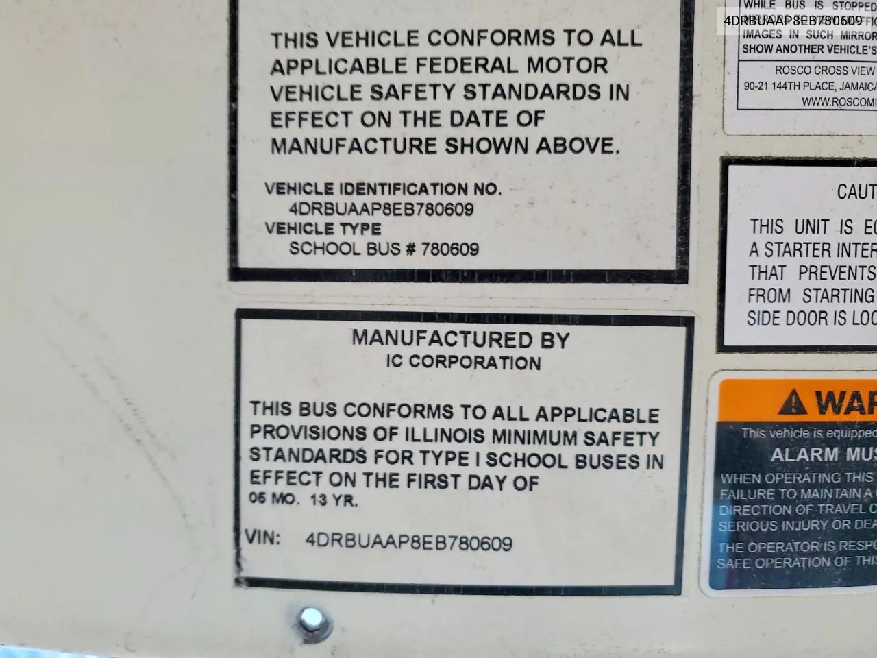 2014 Ic Corporation Ce Series School - School Bus VIN: 4DRBUAAP8EB780609 Lot: 46161186