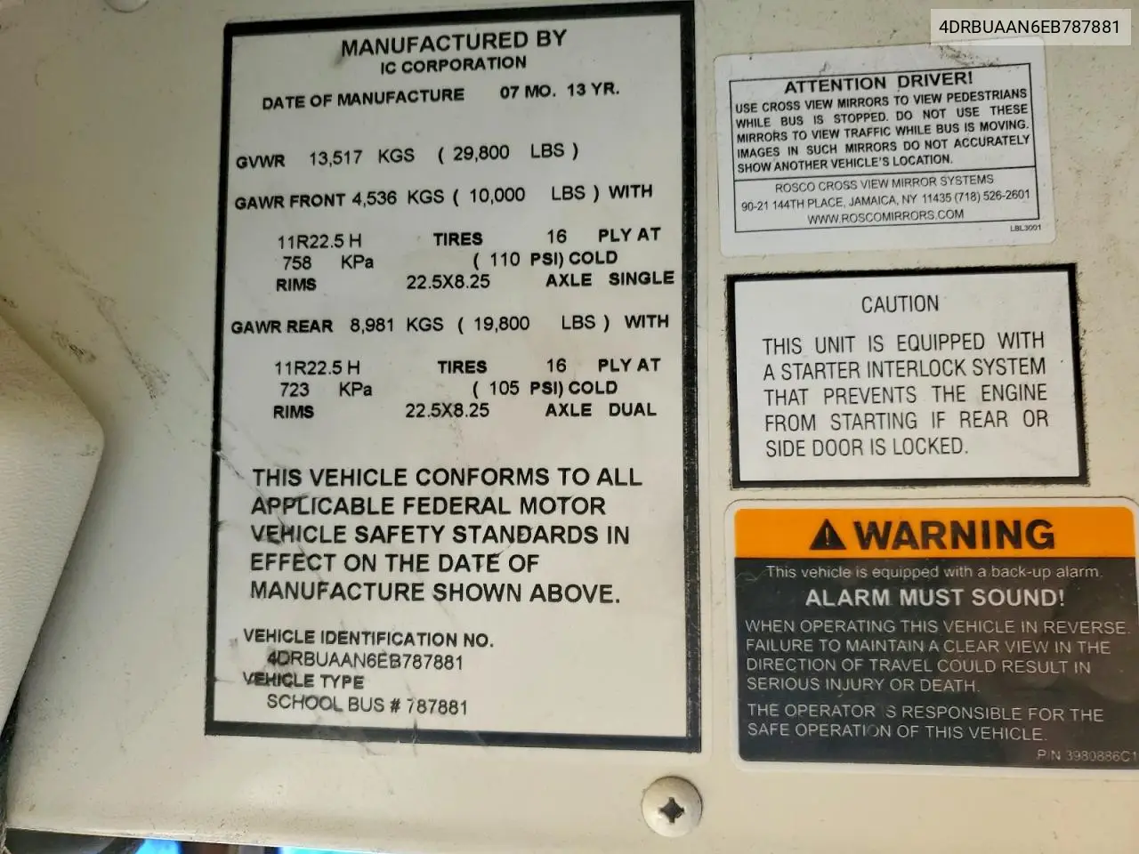 2014 Ic Corporation Ce Series School - School Bus VIN: 4DRBUAAN6EB787881 Lot: 47016436