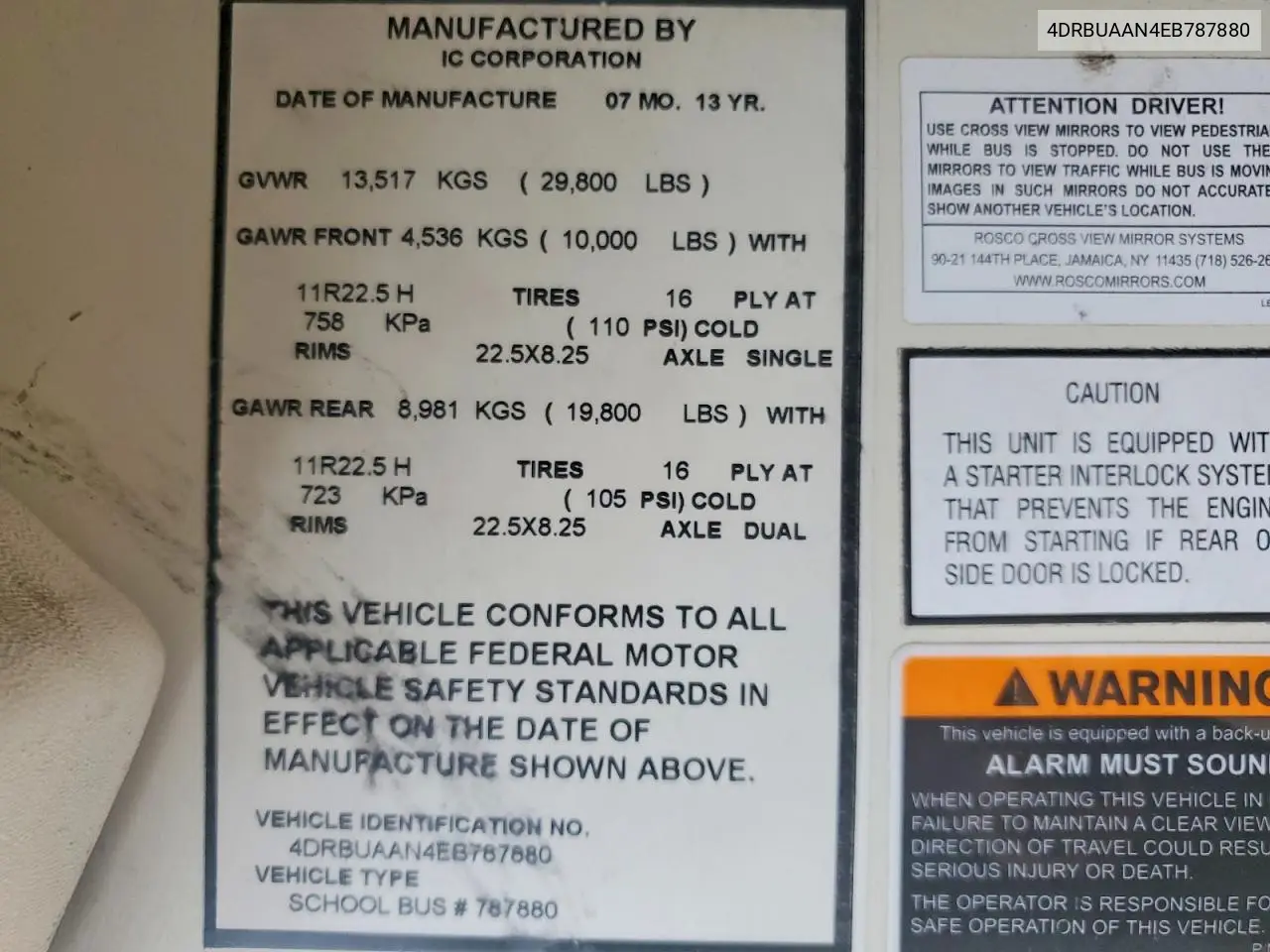 2014 Ic Bus Pb105 School Bus VIN: 4DRBUAAN4EB787880 Lot: 72454995