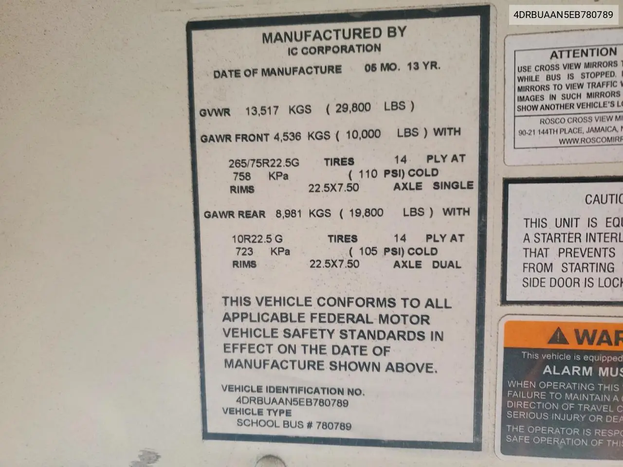2014 Ic Corporation Ce Series School - School Bus VIN: 4DRBUAAN5EB780789 Lot: 72464175