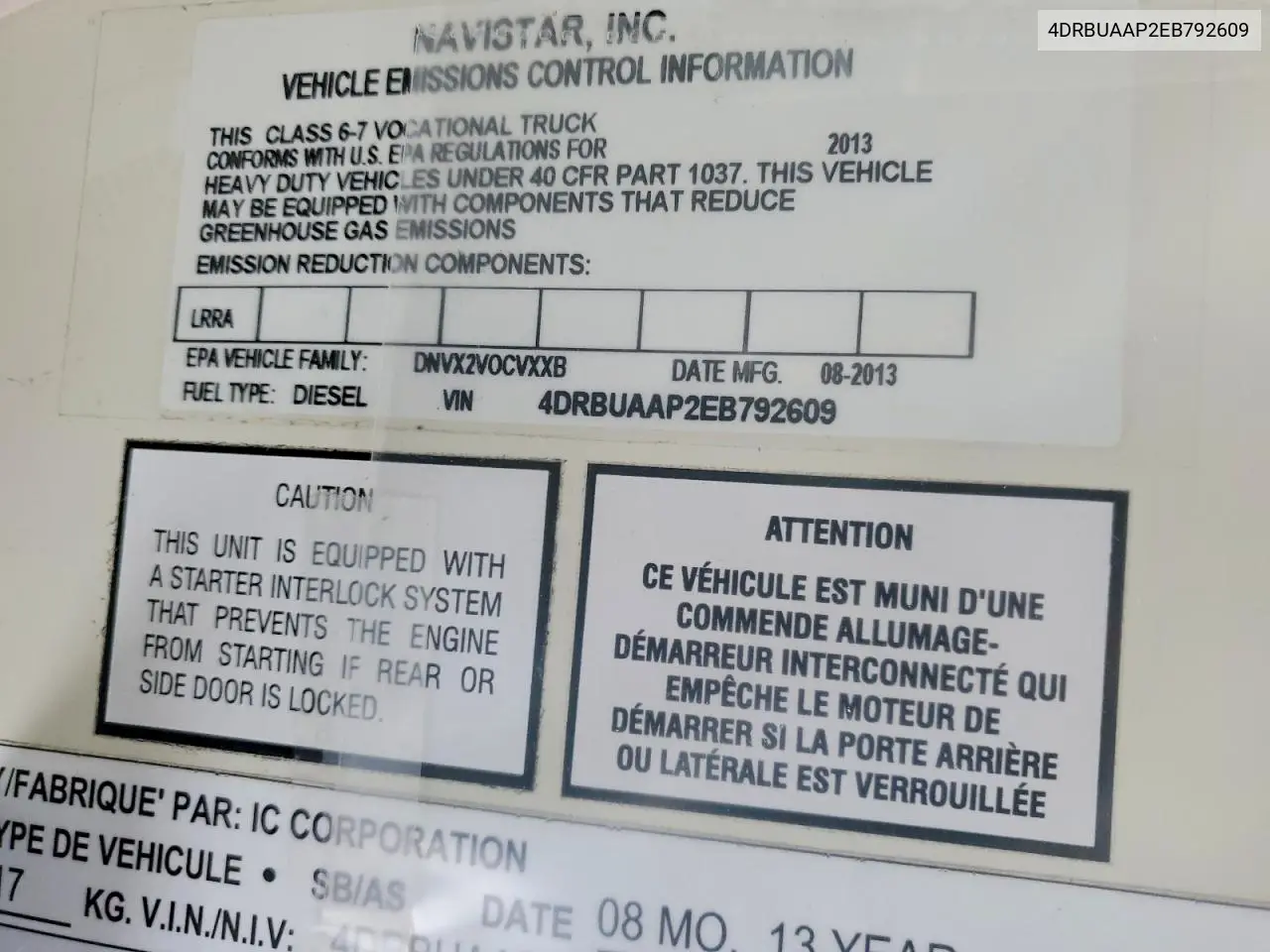 2014 Ic Corporation Ce Series School - School Bus VIN: 4DRBUAAP2EB792609 Lot: 96187335