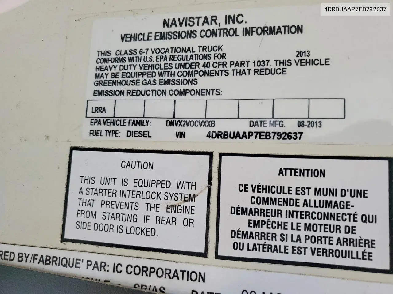 2014 Ic Corporation Ce Series School - School Bus VIN: 4DRBUAAP7EB792637 Lot: 96187465