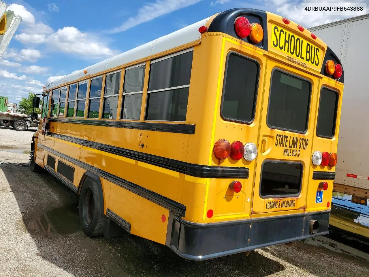 2015 Ic Corporation School Bus VIN: 4DRBUAAP9FB643888 Lot: 55860226