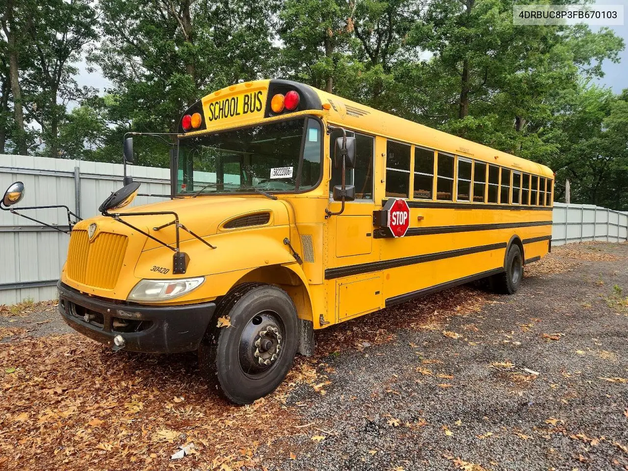 2015 Ic Corporation Ce Series School - School Bus VIN: 4DRBUC8P3FB670103 Lot: 58222006