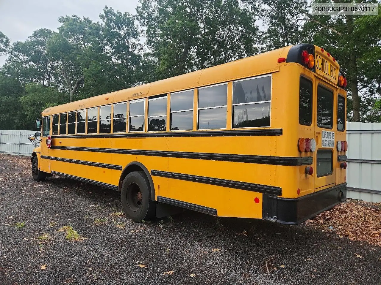 2015 Ic Corporation Ce Series School - School Bus VIN: 4DRBUC8P3FB670117 Lot: 58223596