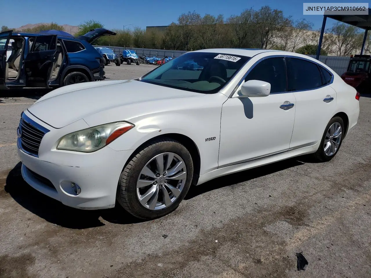 2012 Infiniti M35H Base VIN: JN1EY1AP3CM910662 Lot: 56718616