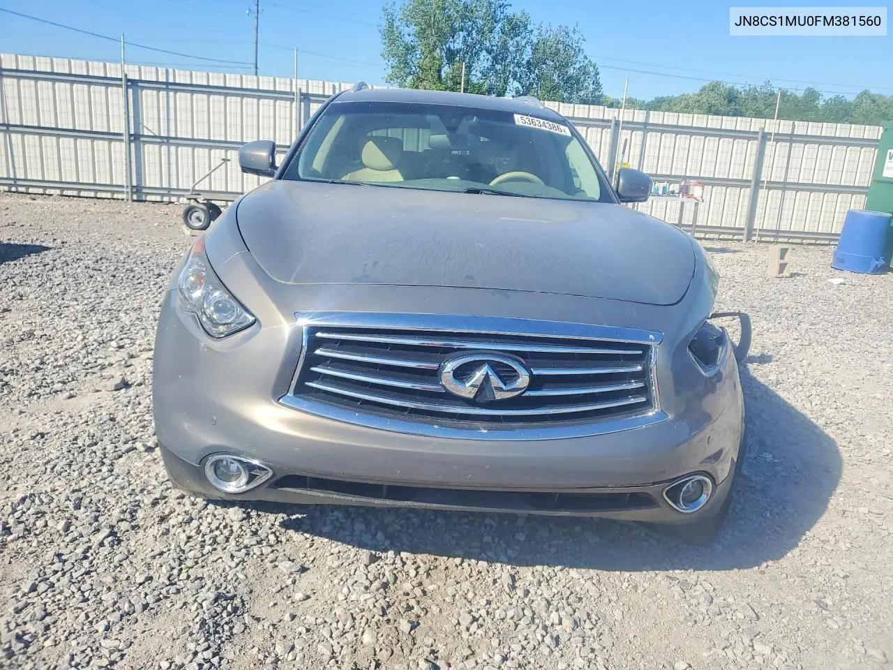 2015 Infiniti Qx70 Base VIN: JN8CS1MU0FM381560 Lot: 53634386