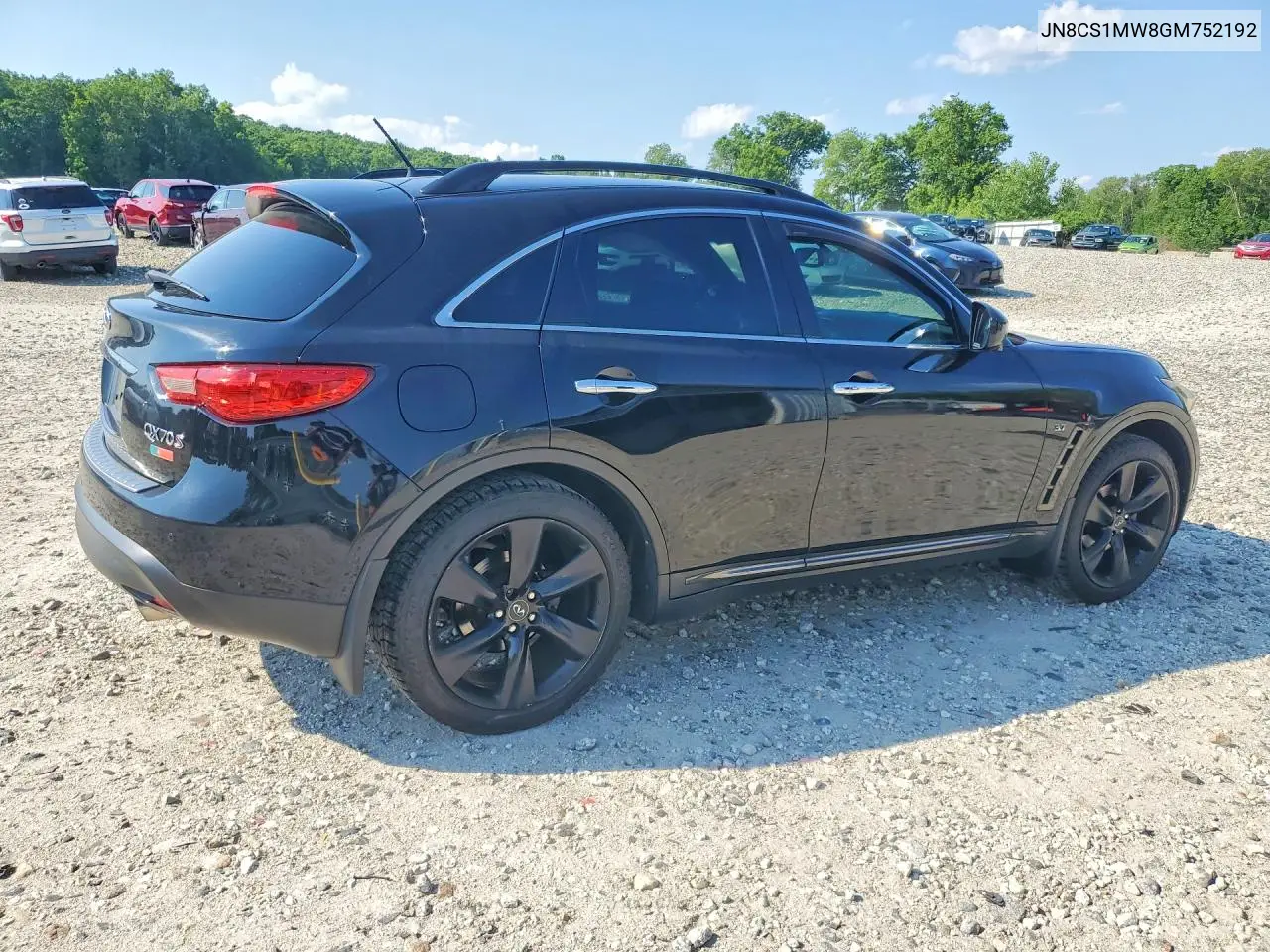 2016 Infiniti Qx70 Base VIN: JN8CS1MW8GM752192 Lot: 59221026