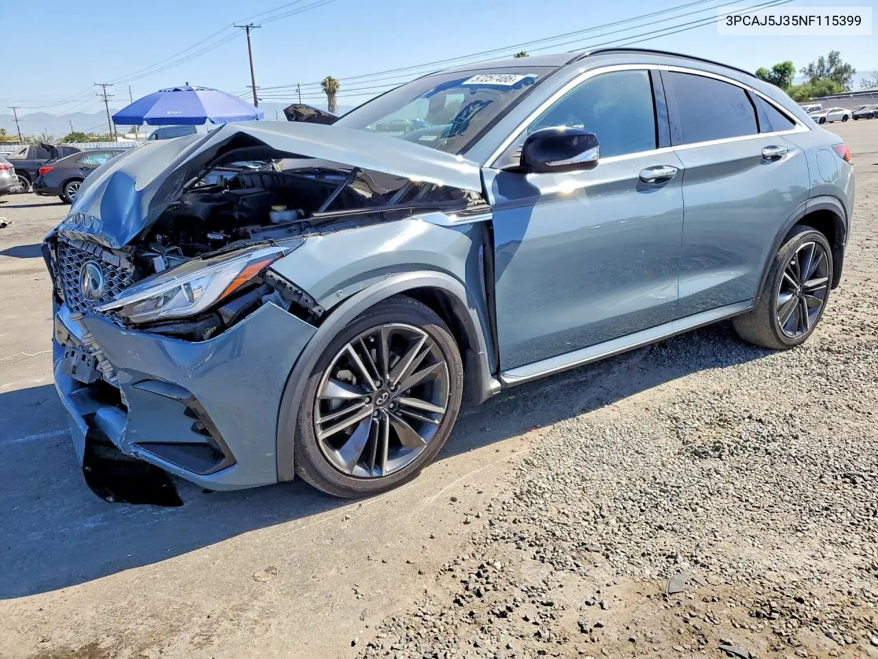 2022 Infiniti Qx55 Luxe VIN: 3PCAJ5J35NF115399 Lot: 57257486