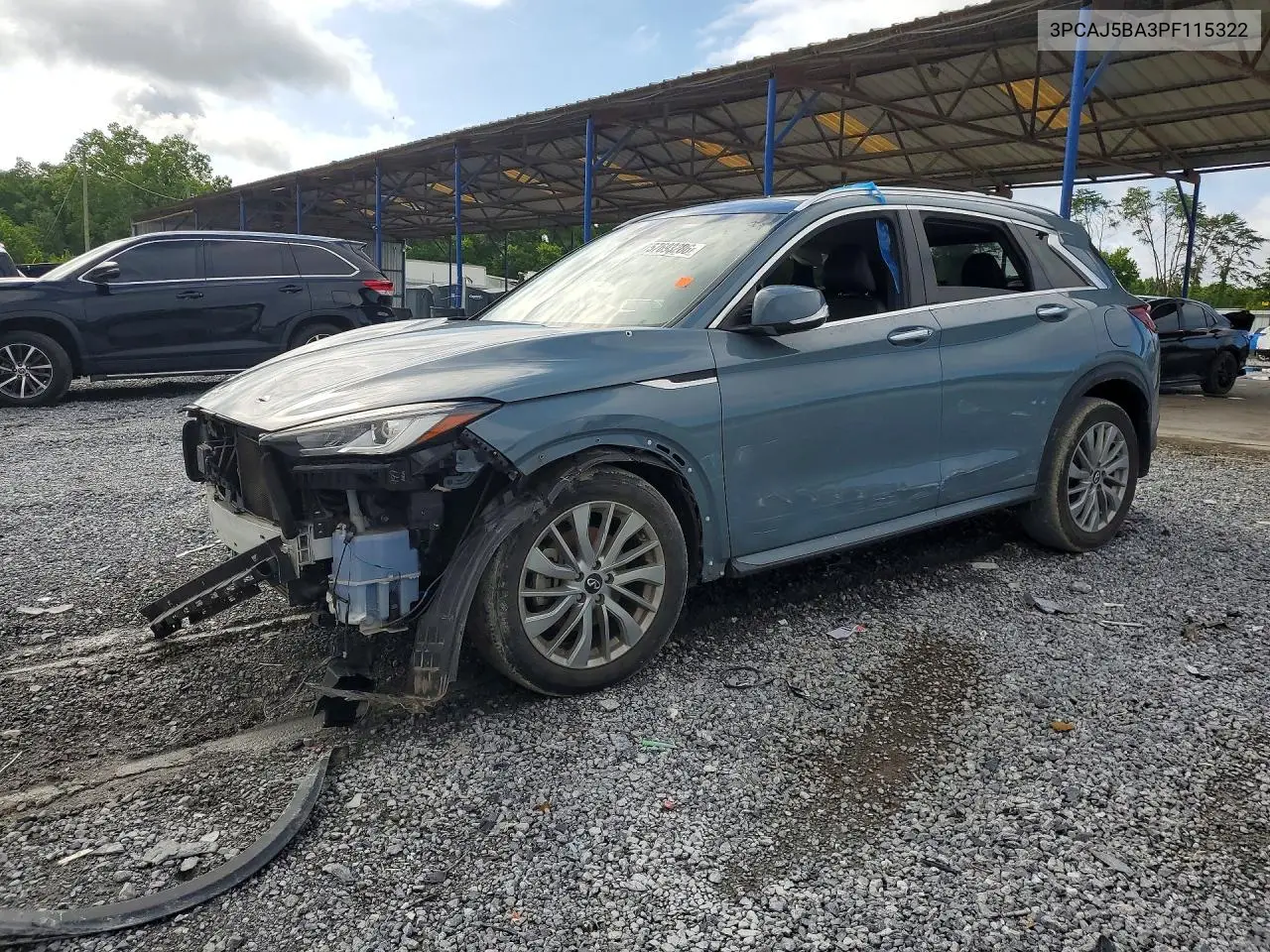2023 Infiniti Qx50 Luxe VIN: 3PCAJ5BA3PF115322 Lot: 57693286