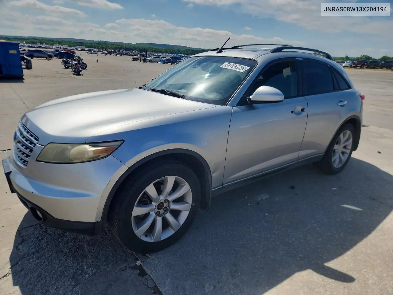 2003 Infiniti Fx35 Base VIN: JNRAS08W13X204194 Lot: 54768226