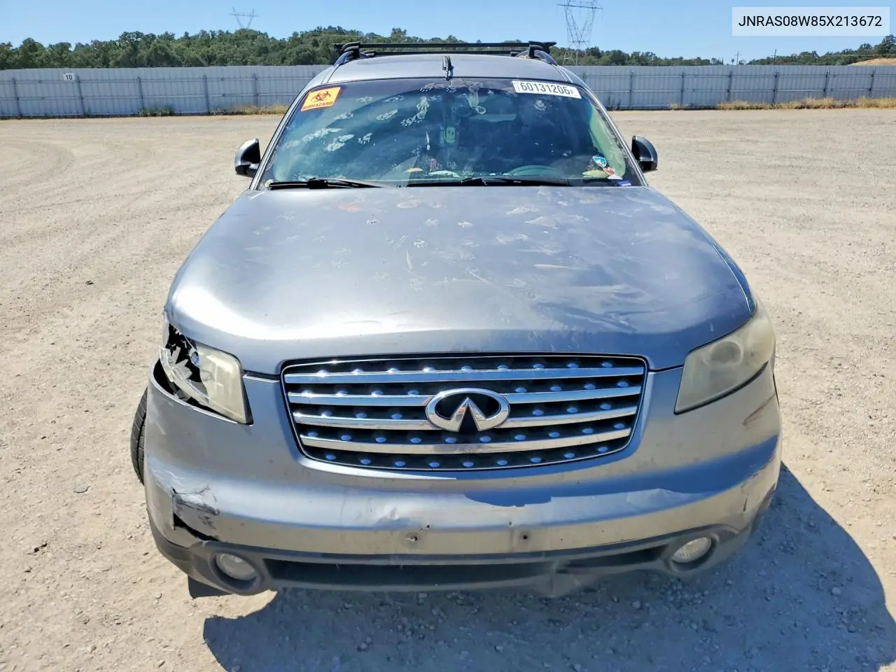 2005 Infiniti Fx35 Base VIN: JNRAS08W85X213672 Lot: 60131206