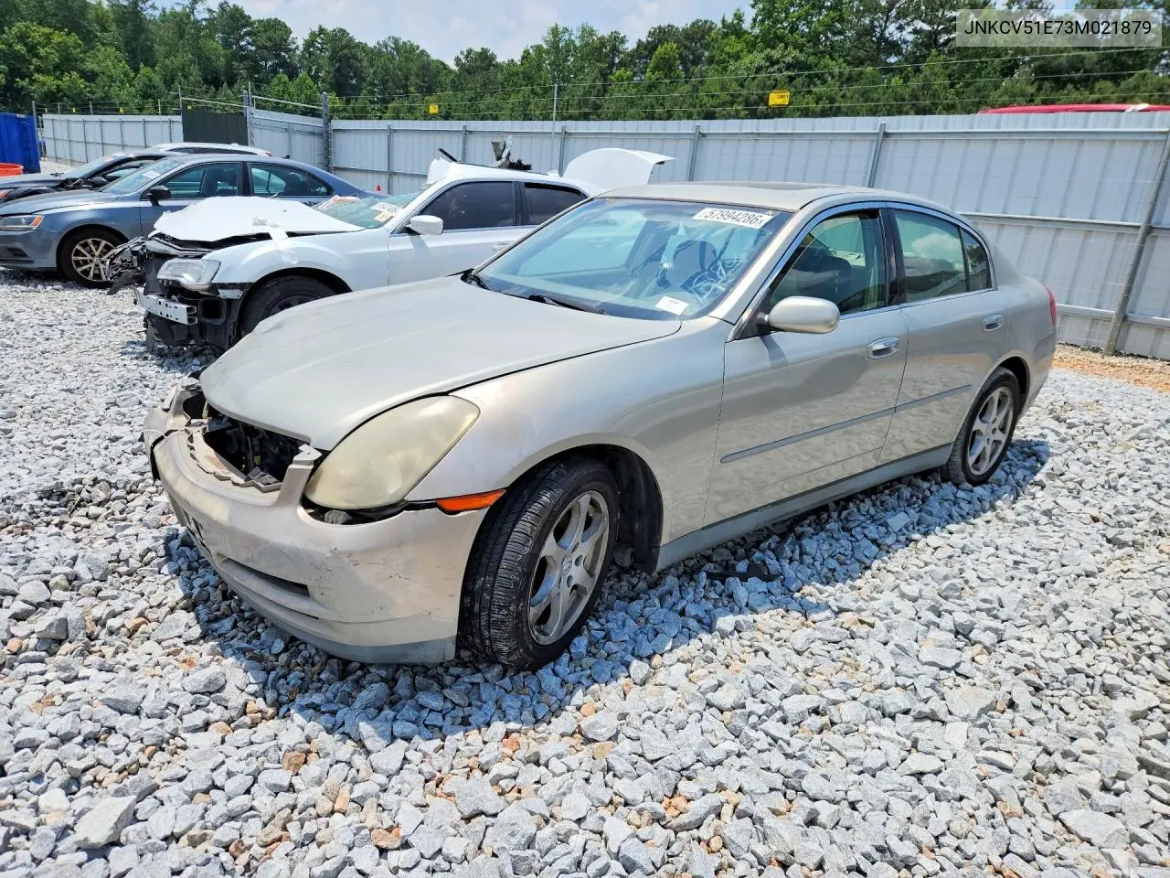 2003 Infiniti G35 Base VIN: JNKCV51E73M021879 Lot: 57994286