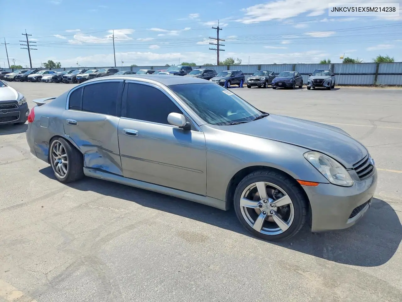 2005 Infiniti G35 Base VIN: JNKCV51EX5M214238 Lot: 59383336