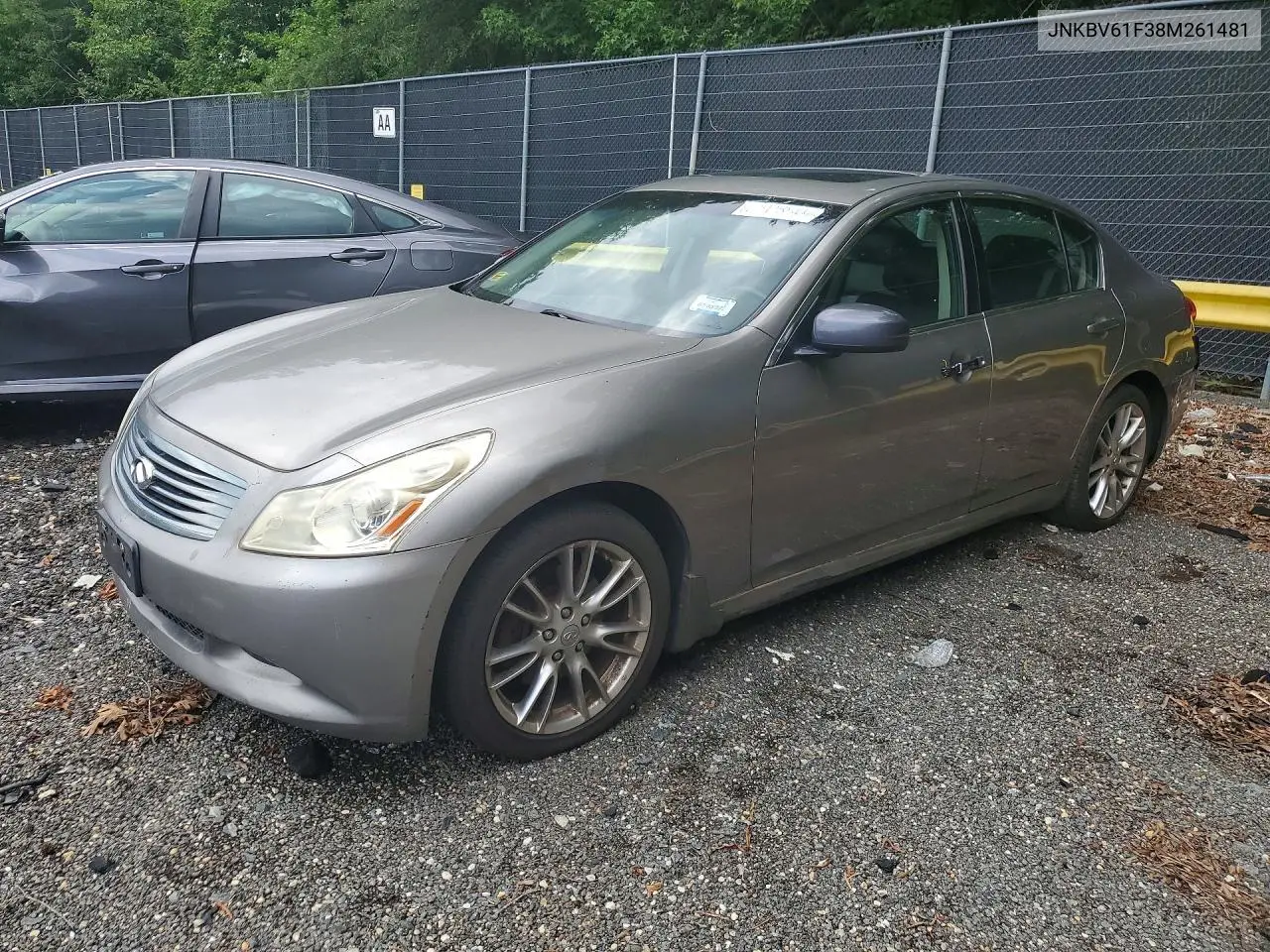 2008 Infiniti G35X VIN: JNKBV61F38M261481 Lot: 62428566