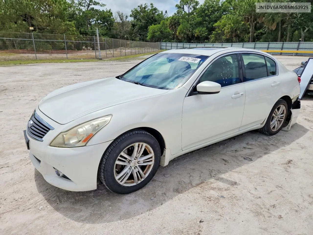 2011 Infiniti G25 VIN: JN1DV6AR0BM653929 Lot: 56787166