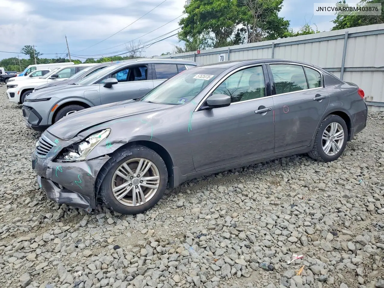 2011 Infiniti G37 Sedan X VIN: JN1CV6AR0BM403876 Lot: 57525376