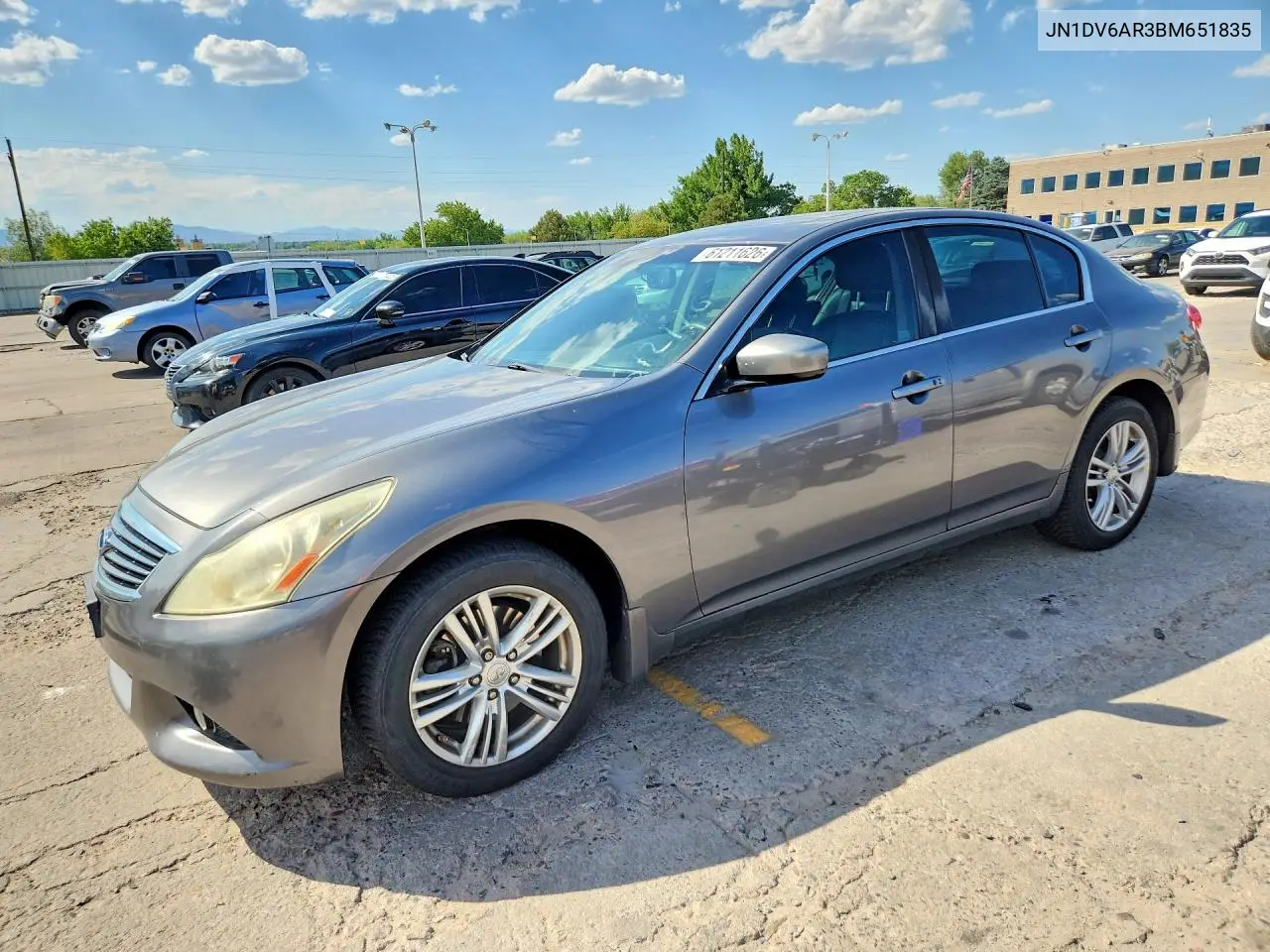 2011 Infiniti G25 Sedan X VIN: JN1DV6AR3BM651835 Lot: 61211626