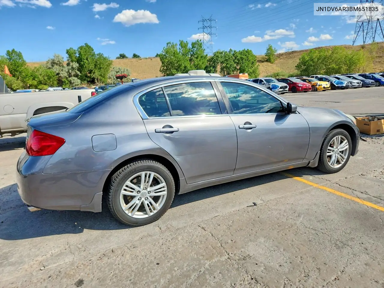 2011 Infiniti G25 Sedan X VIN: JN1DV6AR3BM651835 Lot: 61211626