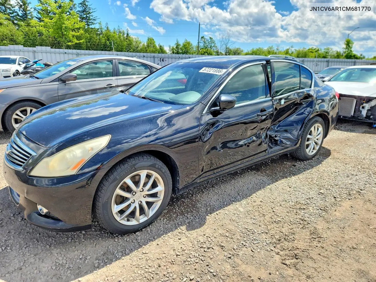 2012 Infiniti G37 Sedan X VIN: JN1CV6AR1CM681770 Lot: 57221886