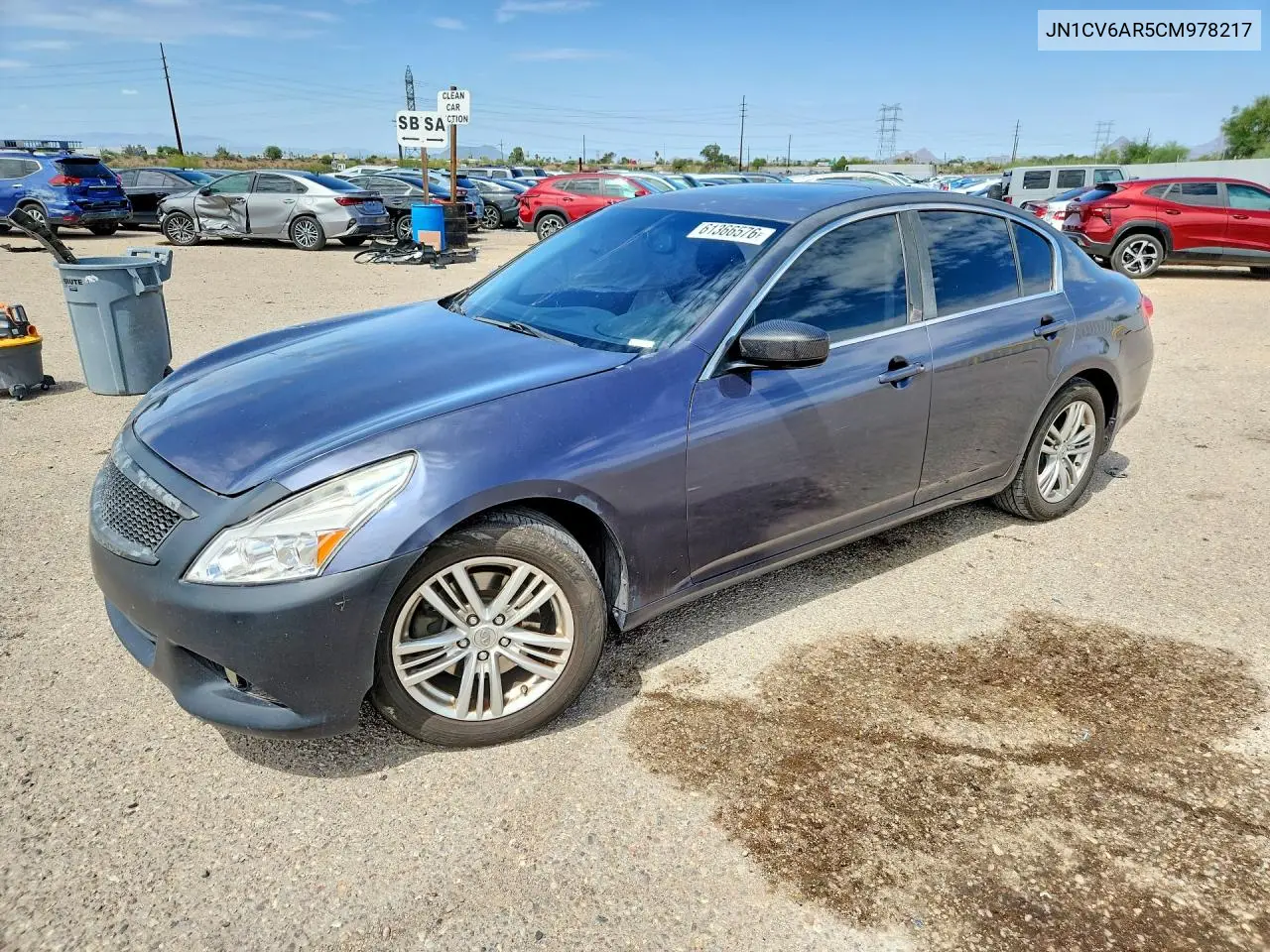 2012 Infiniti G37 Sedan X VIN: JN1CV6AR5CM978217 Lot: 61366576