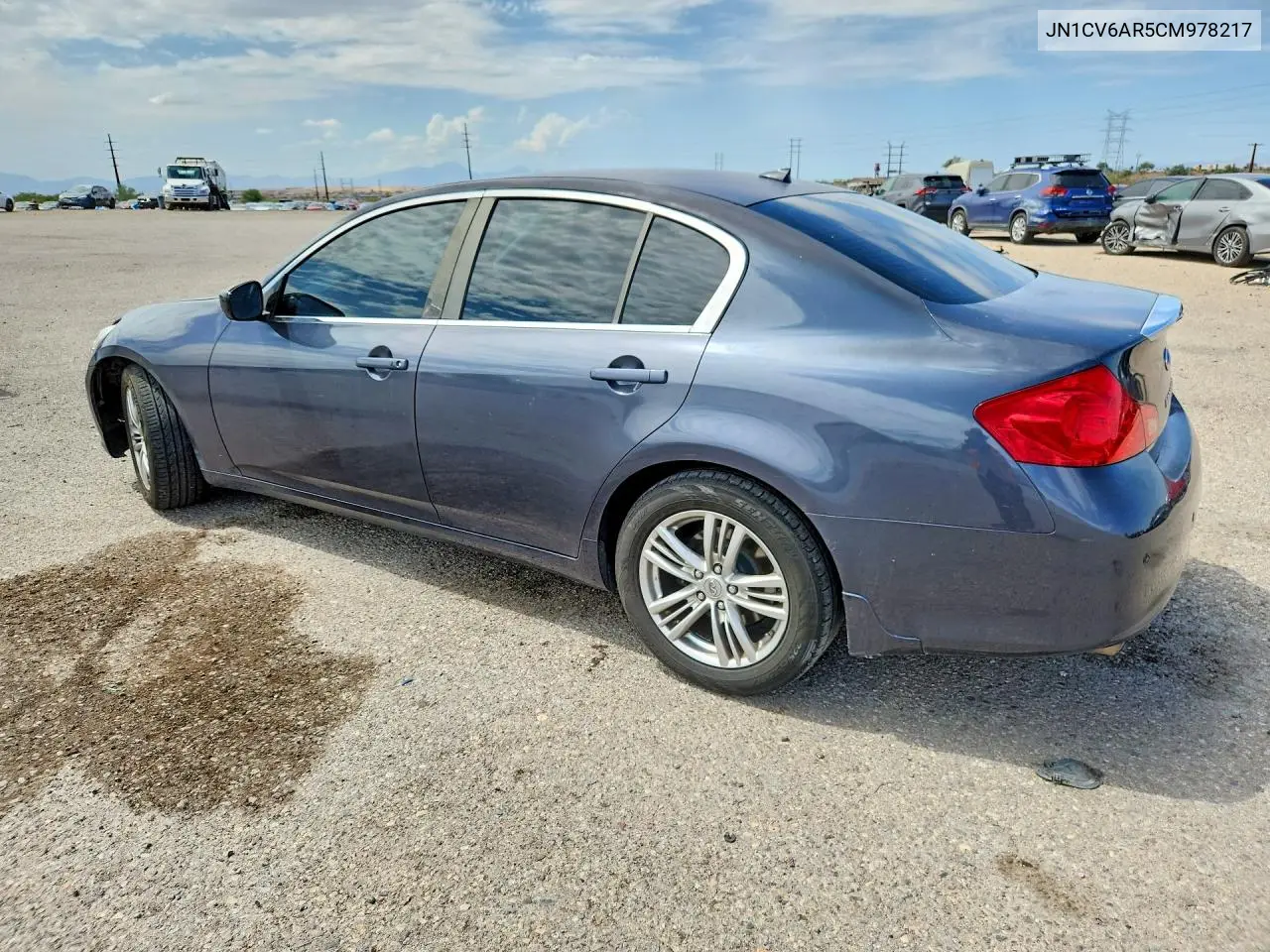 2012 Infiniti G37 Sedan X VIN: JN1CV6AR5CM978217 Lot: 61366576