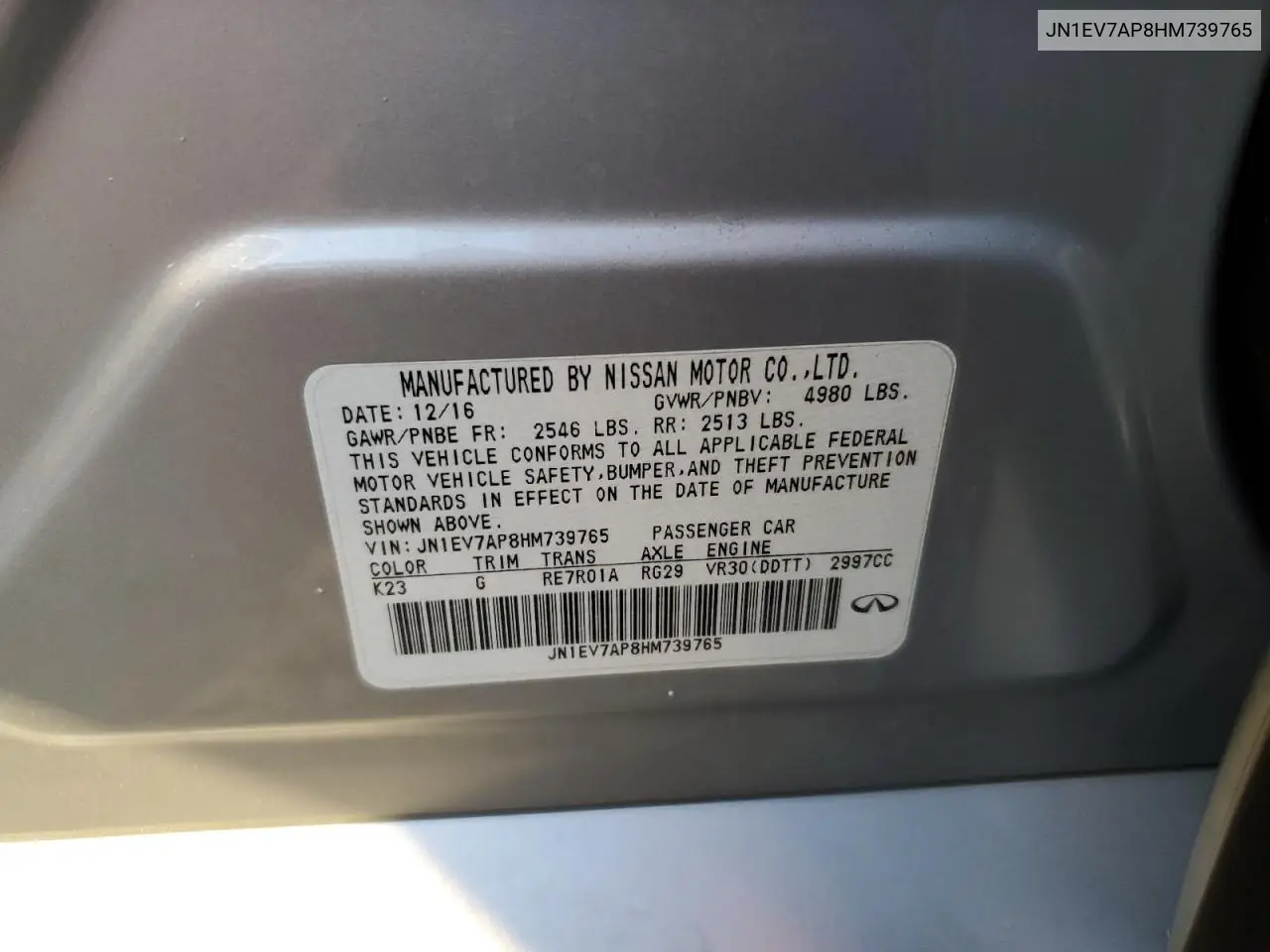 JN1EV7AP8HM739765 2017 Infiniti Q50 Premium