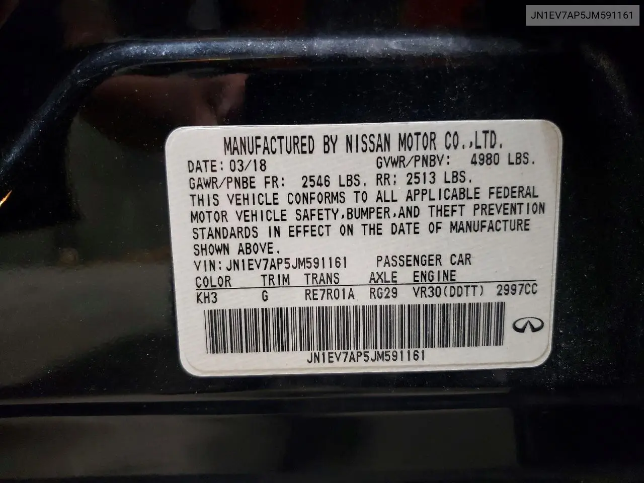 2018 Infiniti Q50 3.0T Luxe VIN: JN1EV7AP5JM591161 Lot: 62270816