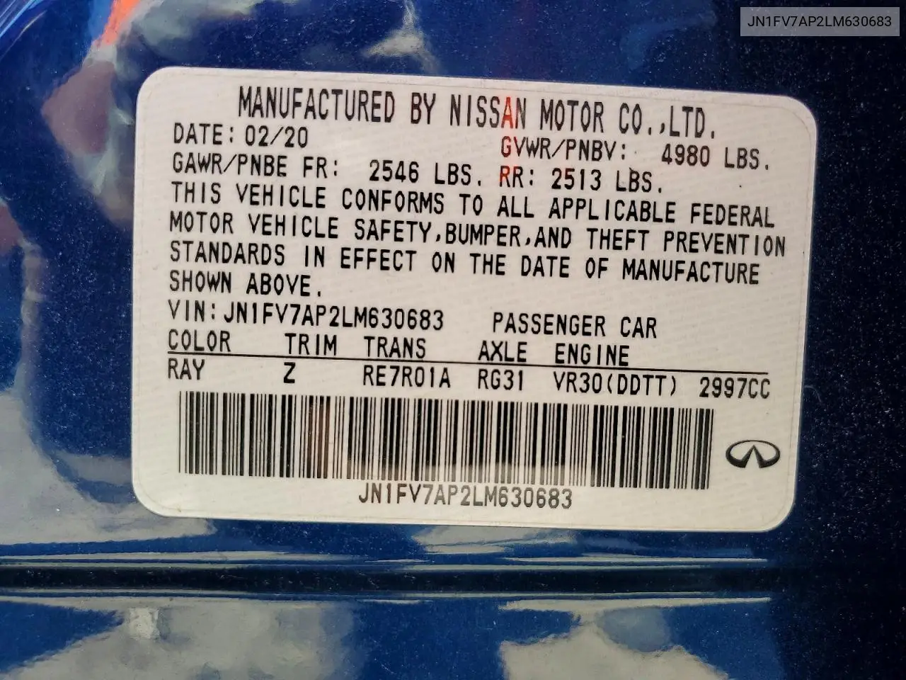2020 Infiniti Q50 Red Sport 400 VIN: JN1FV7AP2LM630683 Lot: 55689726