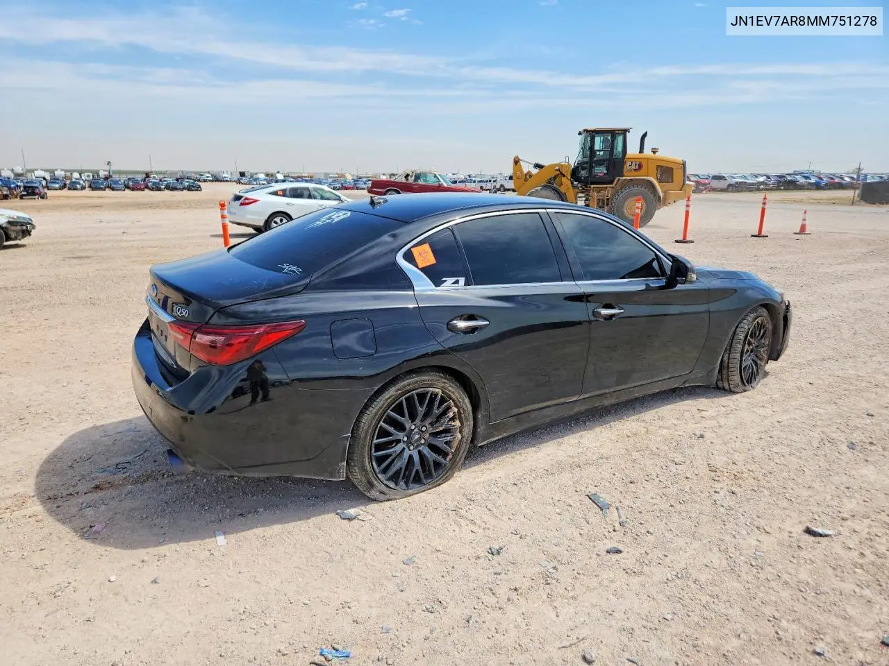 2021 Infiniti Q50 Pure VIN: JN1EV7AR8MM751278 Lot: 57624406