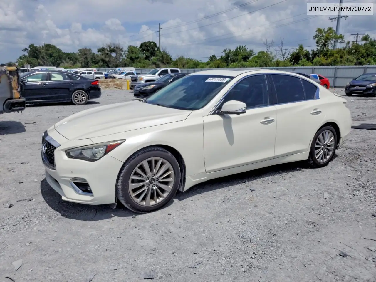 2021 Infiniti Q50 Luxe VIN: JN1EV7BP7MM700772 Lot: 60174166