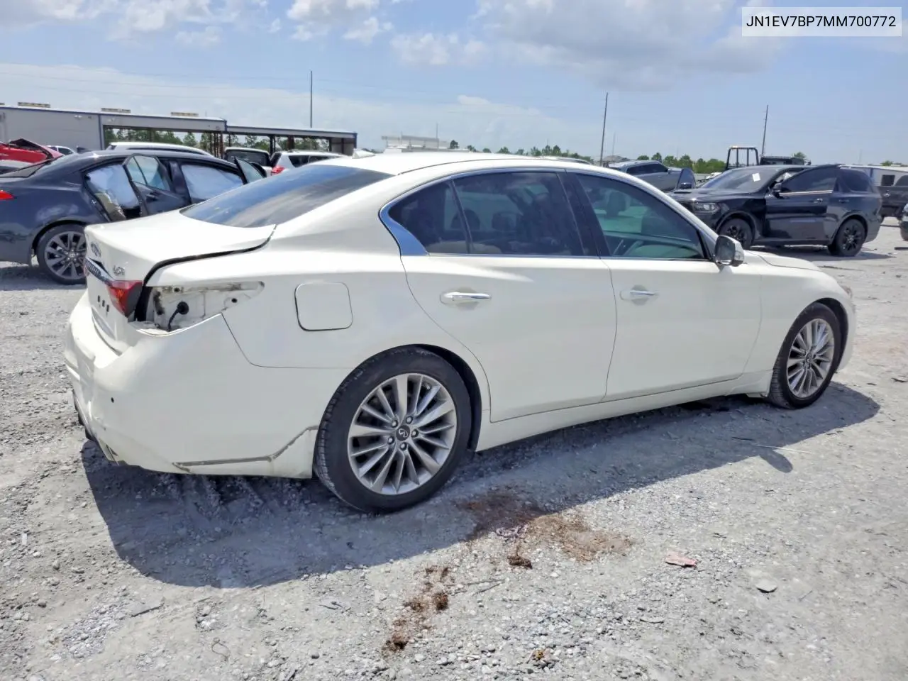 2021 Infiniti Q50 Luxe VIN: JN1EV7BP7MM700772 Lot: 60174166