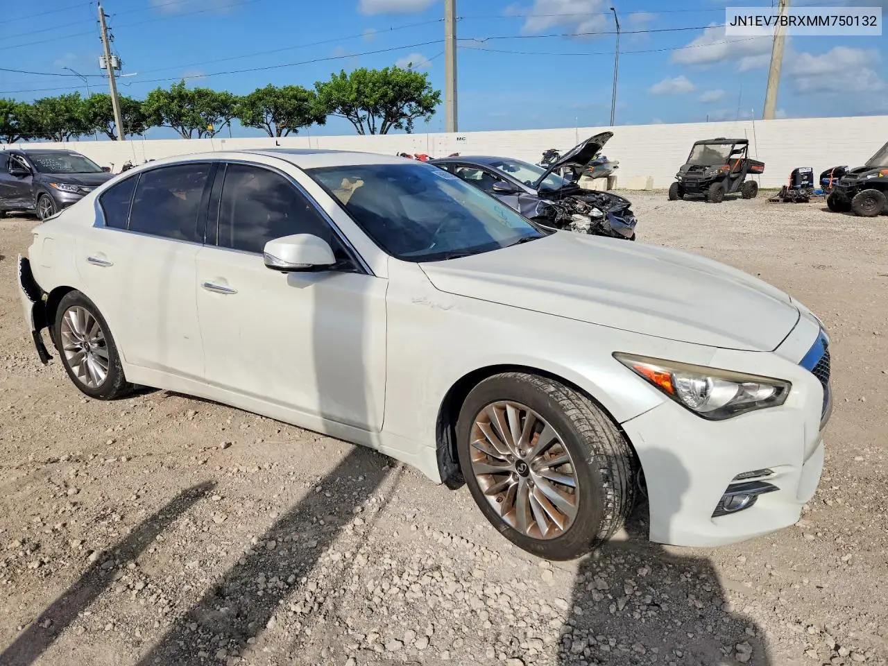 2021 Infiniti Q50 Luxe VIN: JN1EV7BRXMM750132 Lot: 60606926