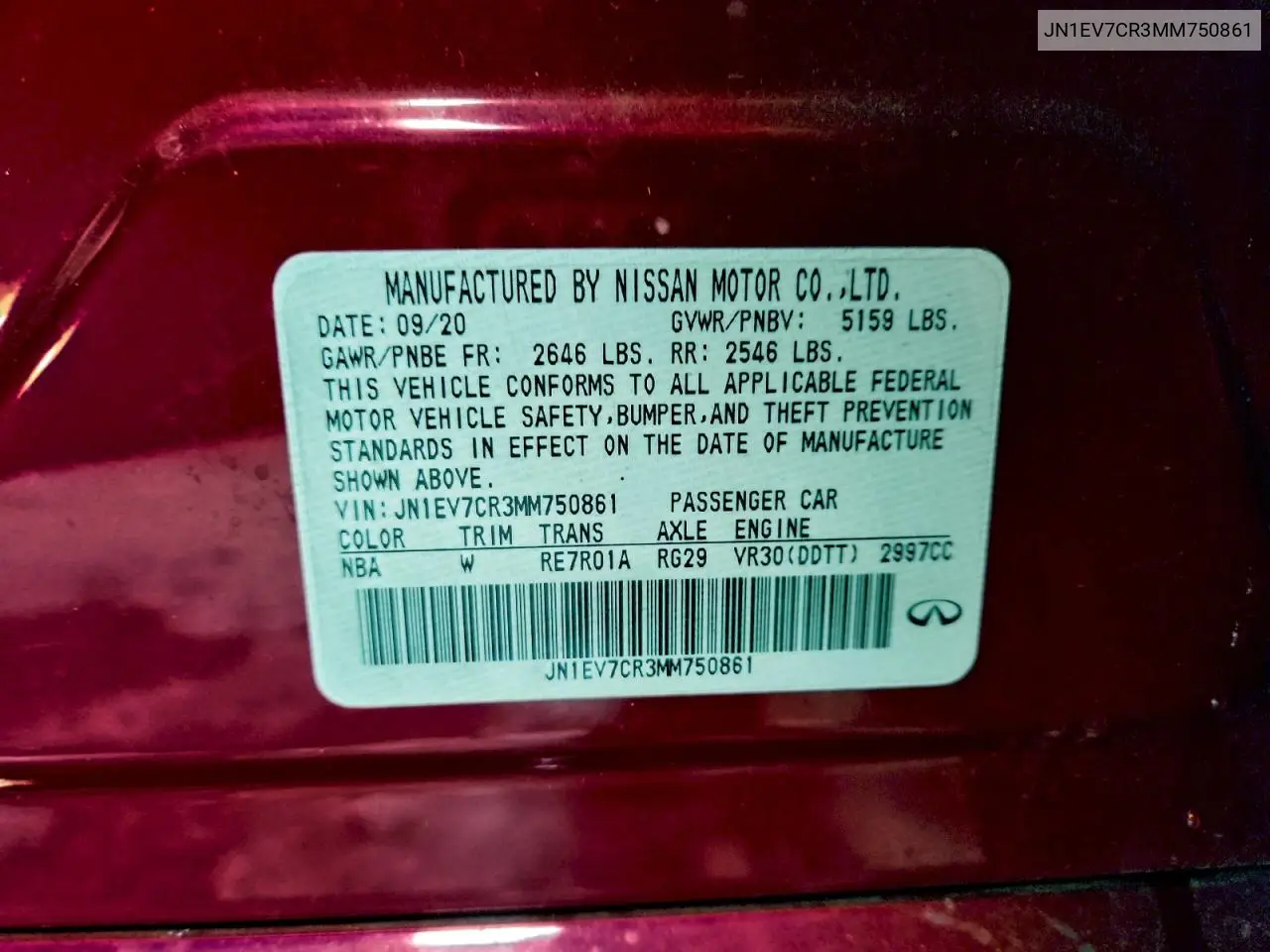 JN1EV7CR3MM750861 2021 Infiniti Q50 Sensory