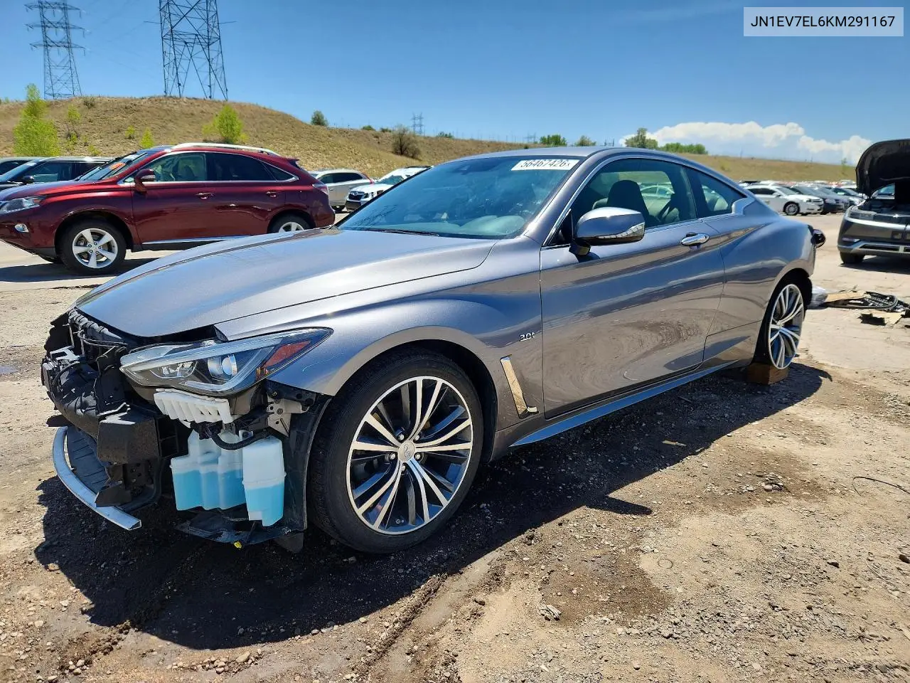 2019 Infiniti Q60 3.0T Luxe VIN: JN1EV7EL6KM291167 Lot: 56467426