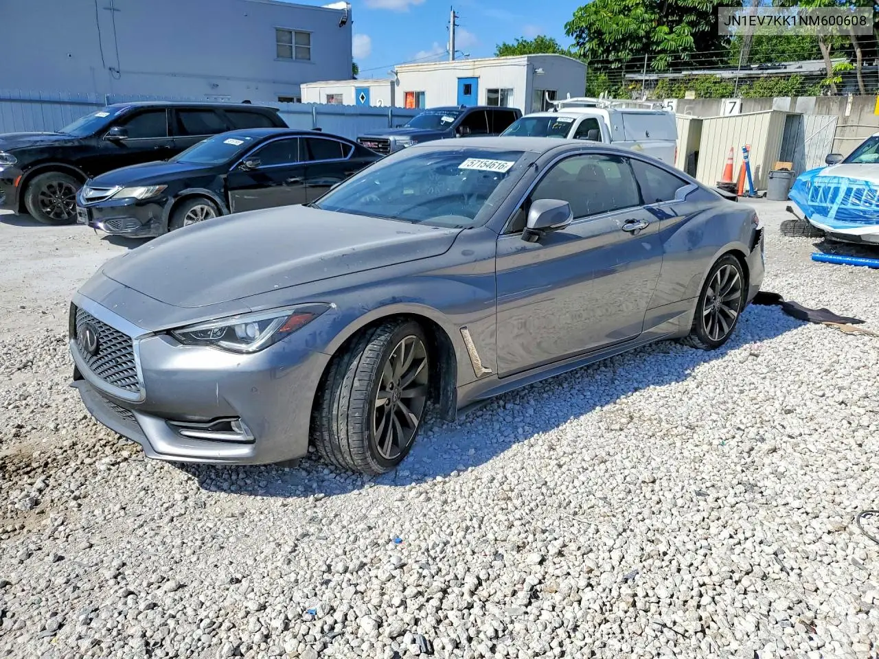 2022 Infiniti Q60 Luxe VIN: JN1EV7KK1NM600608 Lot: 57154616